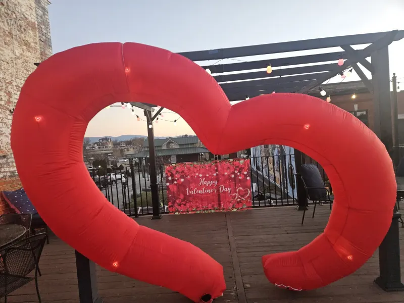 Giant light-up heart on the rooftop for a Valentine's event