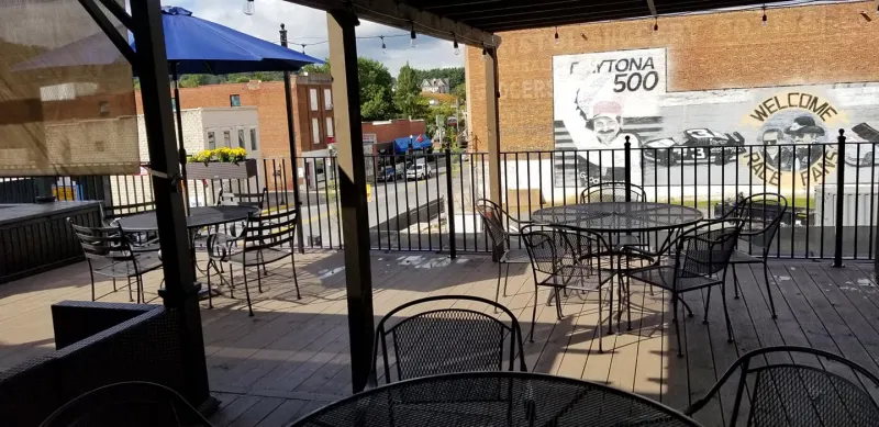 Rooftop seating overlooking downtown Bristol